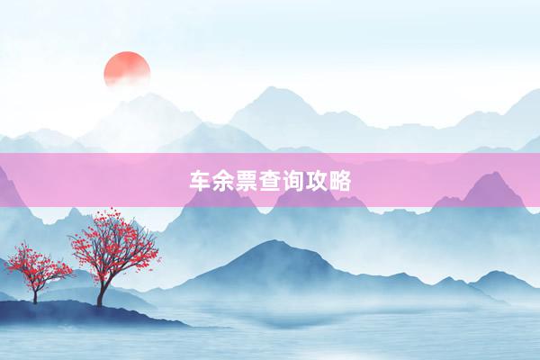 车余票查询攻略